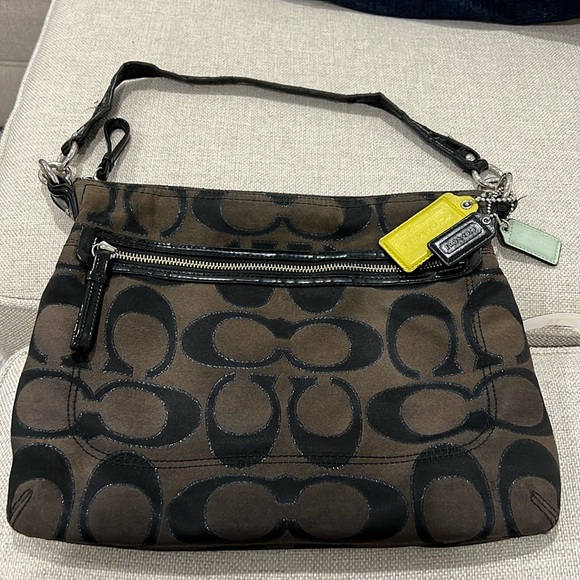 COACH Brown Poppy Metallic Tote 3 Coach Tags - Picture 4 of 10